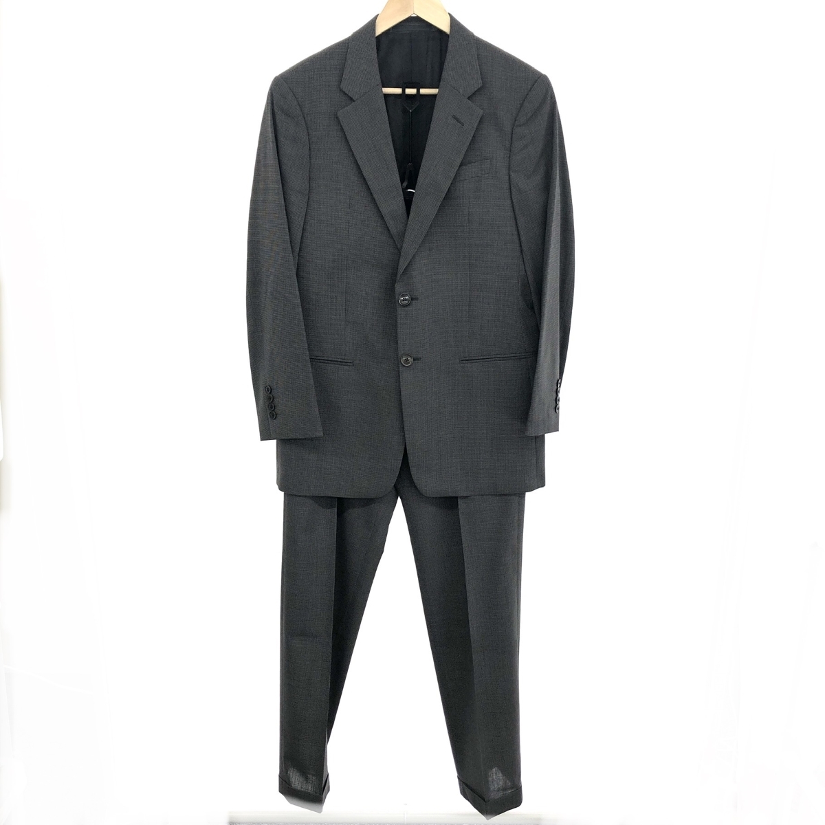 ◆ARMANI COLLEZIONI アルマーニ コレッツォーニ 千鳥格子 2Bスーツ セットアップ サイズ:48◆2B51CA ブラウン ウール メンズ 上下セット拍卖