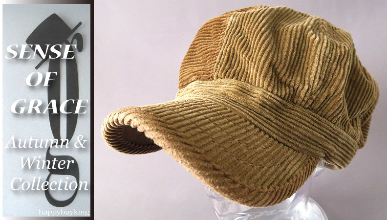 graceグレース★コーデュロイフレンチワークキャスケット【茶】新品 サイズ調節可能 男女兼用 リペア加工 センスオブグレース拍卖