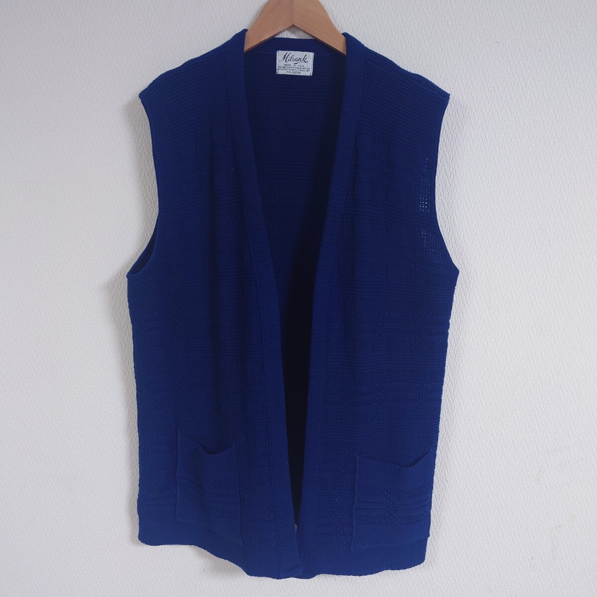 USA製 Milrank ミルランク ニット ベスト 編込 ネイビー ビンテージ拍卖
