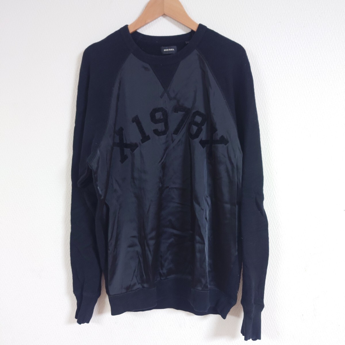 DIESEL ディーゼル スウェット トレーナー1978 切替え 異素材 黒 ブラック拍卖