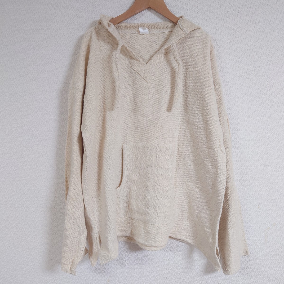 メキシコ古着 プルオーバー メキシカンパーカー メキパ アイボリー 無地 拍卖