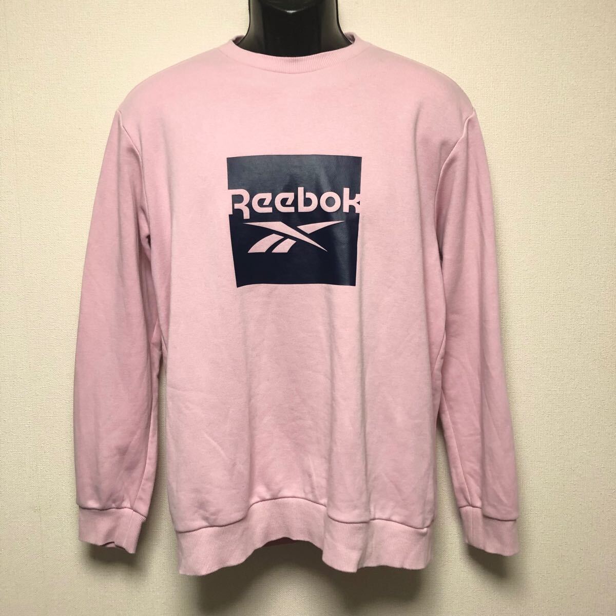 Reebok /リーボック /メンズL 長袖 スウェット トレーナー トップス ビッグロゴ プリント ピンク系 カジュアル スポーツウェア拍卖