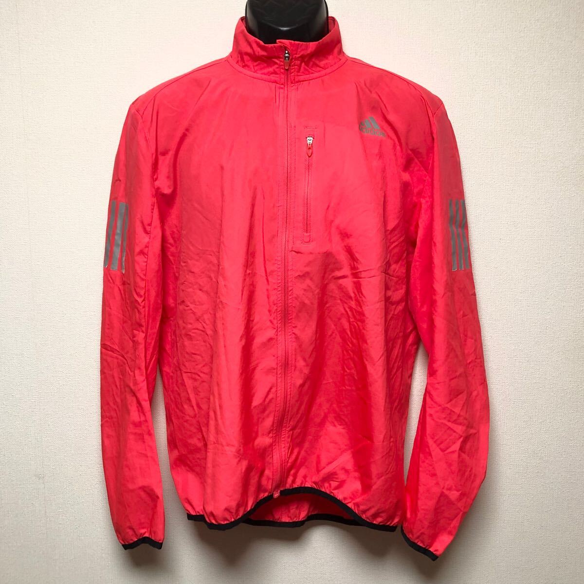adidas /アディダス /メンズL 長袖 ジャケット 薄地 ウィンドブレーカー ロゴプリント トレーニング ランニング スポーツウェア拍卖