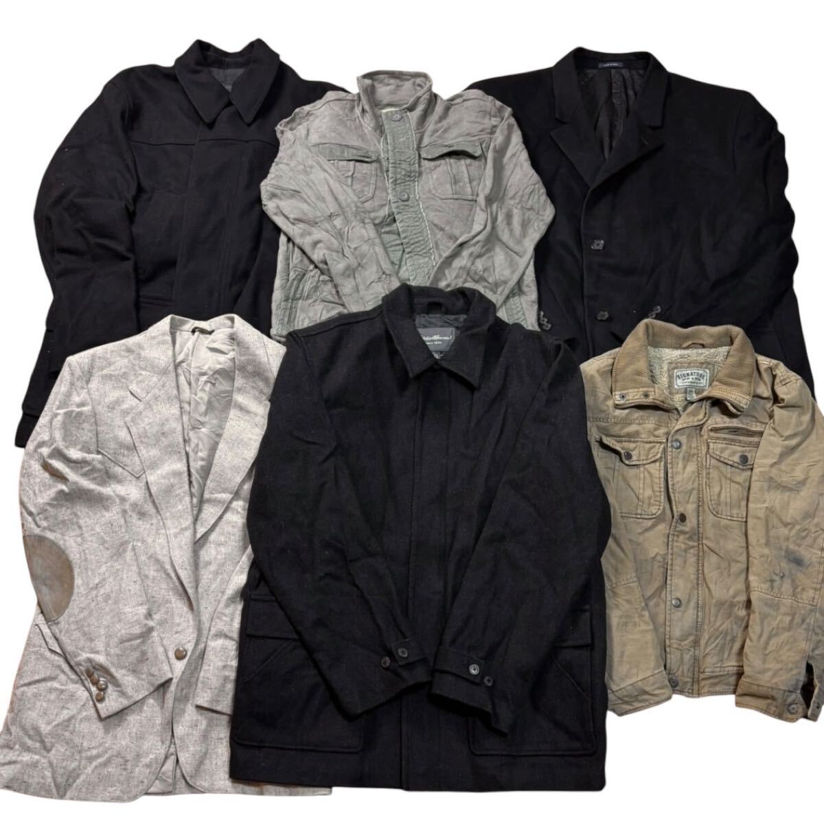 6着 古着 アウター コート ジャケット ブルゾン まとめ ロング ブラック ネイビー 大量 セット 仕入れ 卸 L XL拍卖