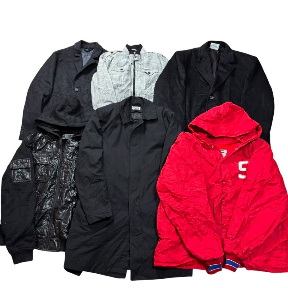 6着 古着 アウター コート ジャケット ブルゾン まとめ ロング ブラック ネイビー 大量 セット 仕入れ 卸 アメリカ古着拍卖