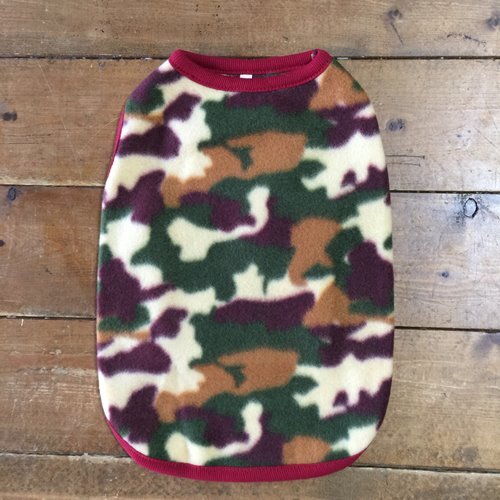 3号★送料無料・ネコポス便★昭和レトロ 赤ふちの迷彩柄 薄手フリース拍卖