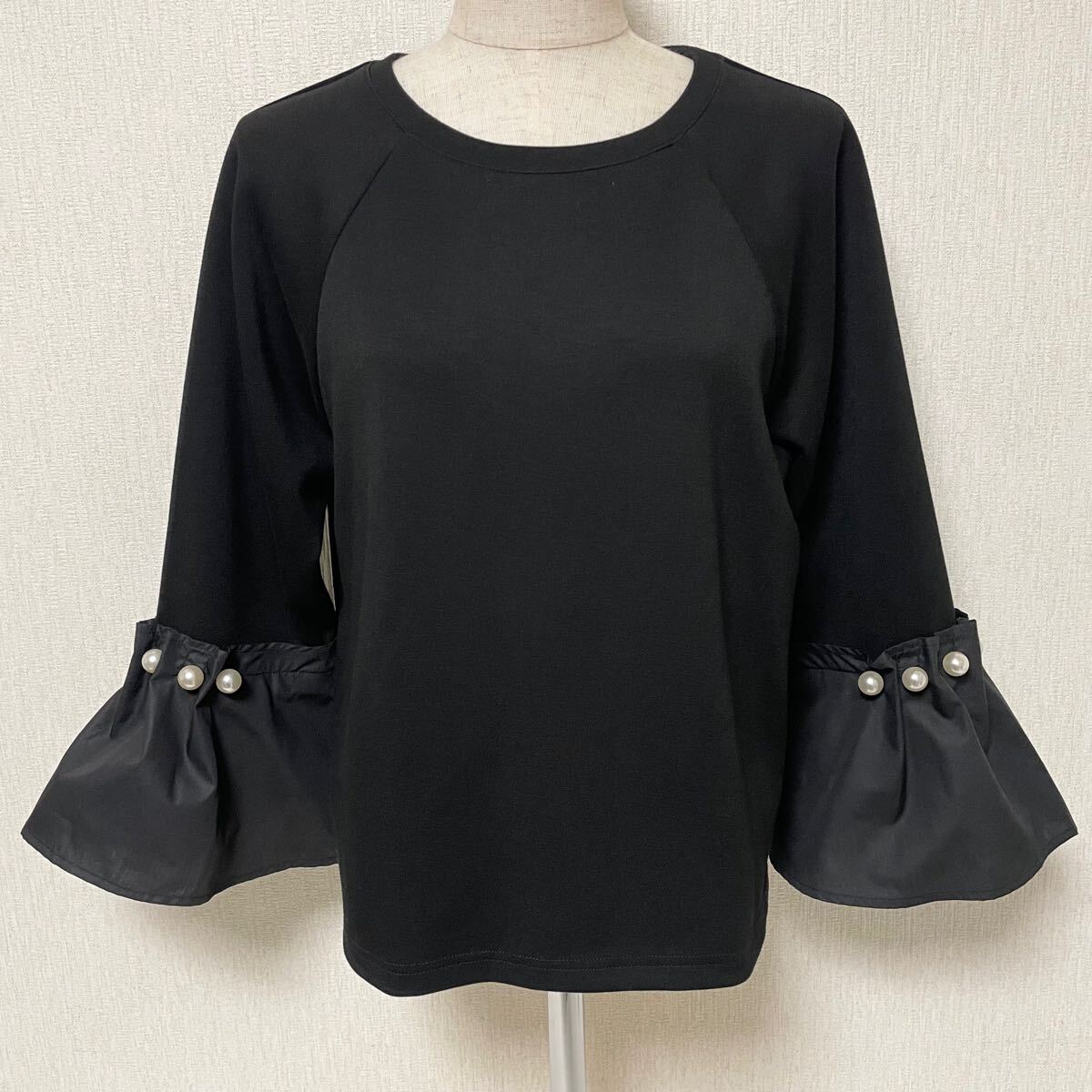 即決☆VICKY ビッキー パール フレア袖 カットソー ブラック トップス 2 M拍卖