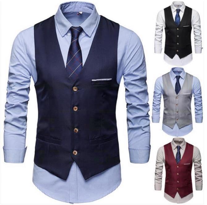 ジレベスト スーツベストメンズ ビジネス 春秋結婚式フォーマルカジュアル 紳士 無地シンプル尾錠付きスーツ仕立てスリム フィットX28拍卖
