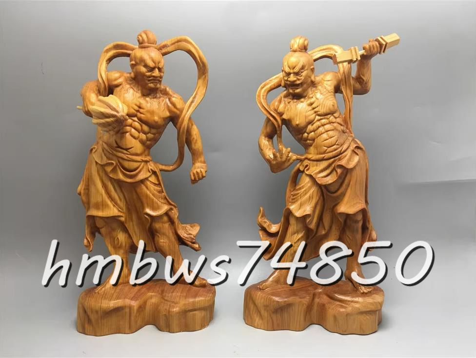美品 仏教美術 金剛力士像 仁王像 守護神 自然木 仏像 職人 手作り 置物 彫刻 美術品 東洋彫刻 高さ20cm拍卖