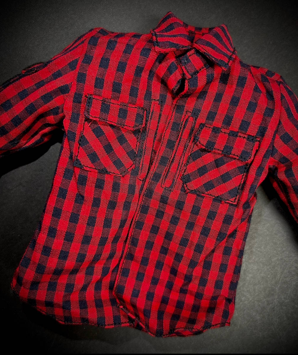 【売り切り/値上げ予定】DAMTOYS 模型 1/6 スケール 男性 フィギュア用 装備 部品 衣装 服 チェック シャツ 長袖 レッド 赤 高品質(未使用拍卖