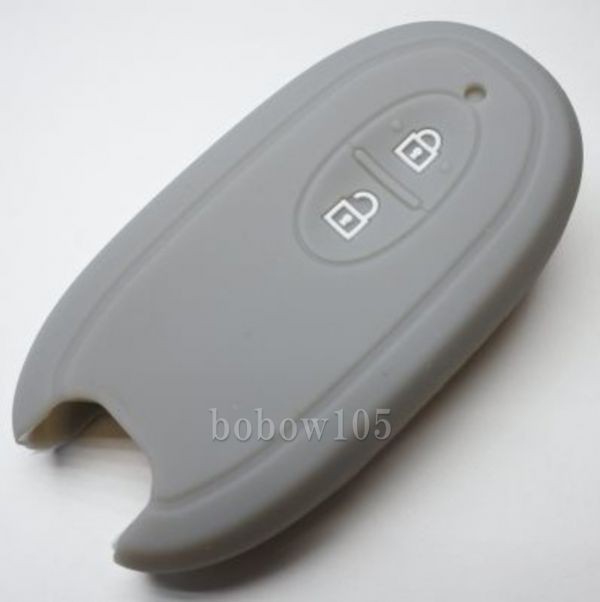 スズキ(日産・マツダ)2ボタン スマートキー用シリコンキーカバー キーケースS02ハスラーラパン グレー(灰色)拍卖