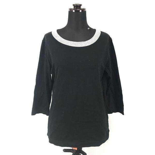 日本製★BEAMS BOY★七分袖カットソー【レディースL程度/黒/ブラック】ビームスボーイ◆BG619拍卖