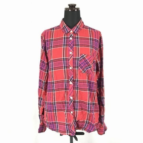 American Eagle Outfitters★薄手/長袖シャツ【レディースM/赤系/チェック柄】◆BG170拍卖