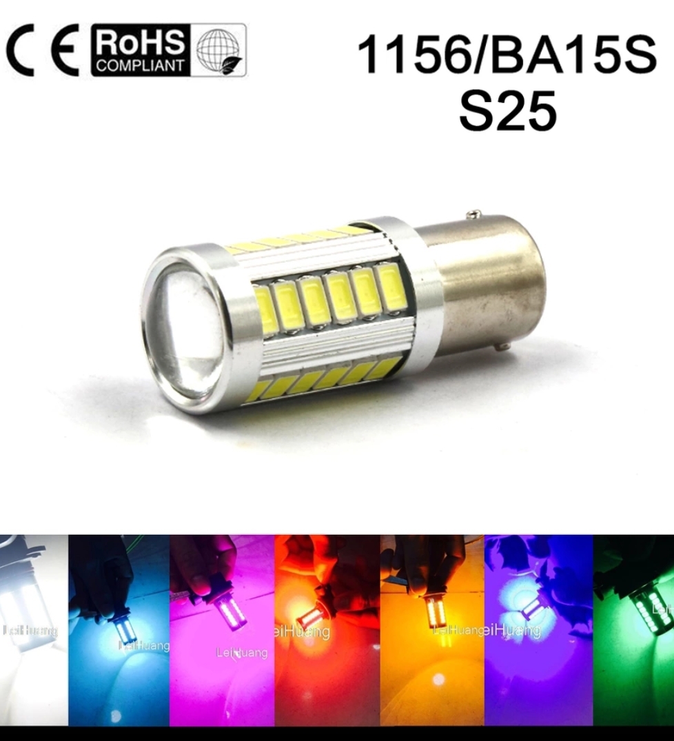 S25 BA15S LEDバルブ ホワイト 2個セット 12v 180度平行ピン拍卖