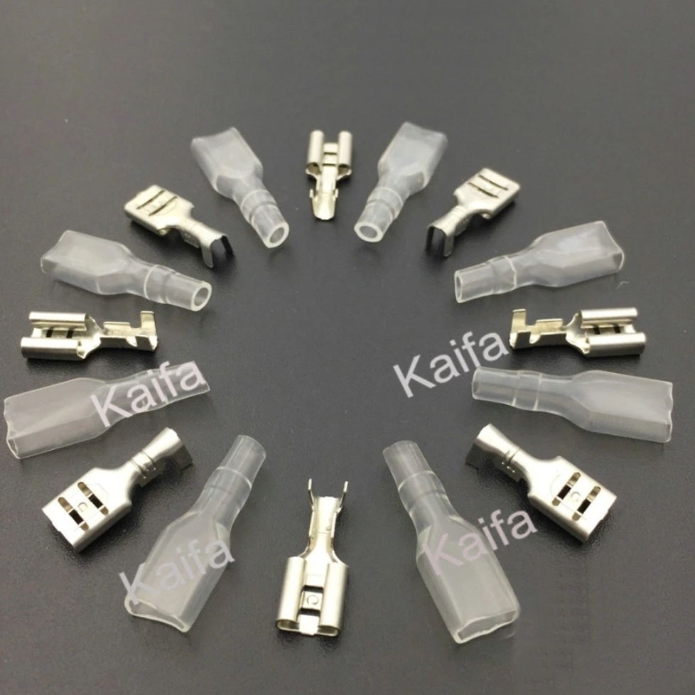 平型 ギボシ オスメススリーブ 100セット 6.3mm 送料無料拍卖