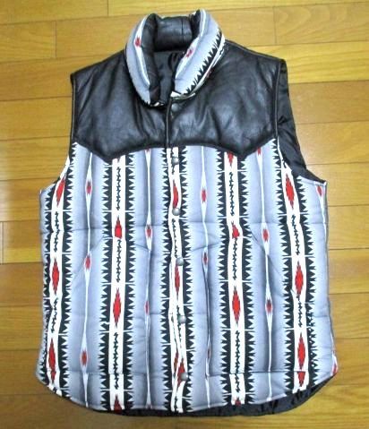 ネイティブ 中綿ベスト Mサイズ ヨーク 切り替え 切り返しデザイン 肩部が本革レザー?か不明拍卖