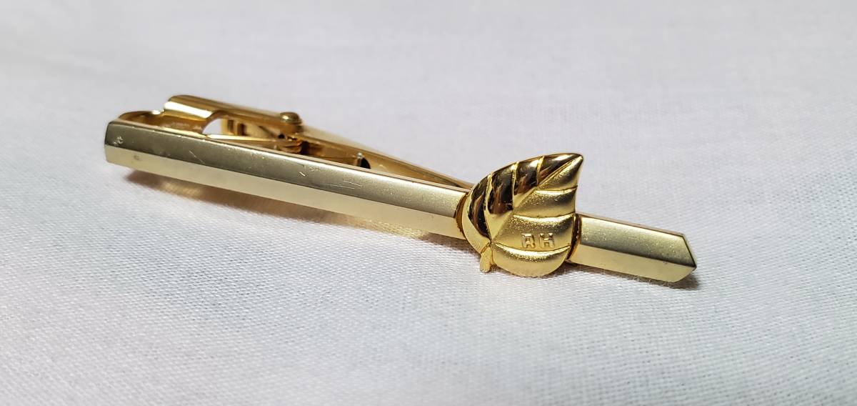 正規 レア RYKIEL HOMME リキエルオム リーフエンブレムネクタイピン 葉 タイクリップ シャイニーコンビゴールド タイピン タイバー メンズ拍卖