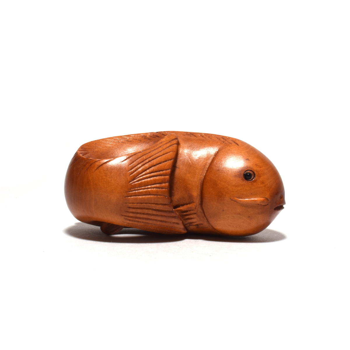 根付 魚 柘植 木彫品 木製 彫刻品 黄楊 0707-15-14拍卖