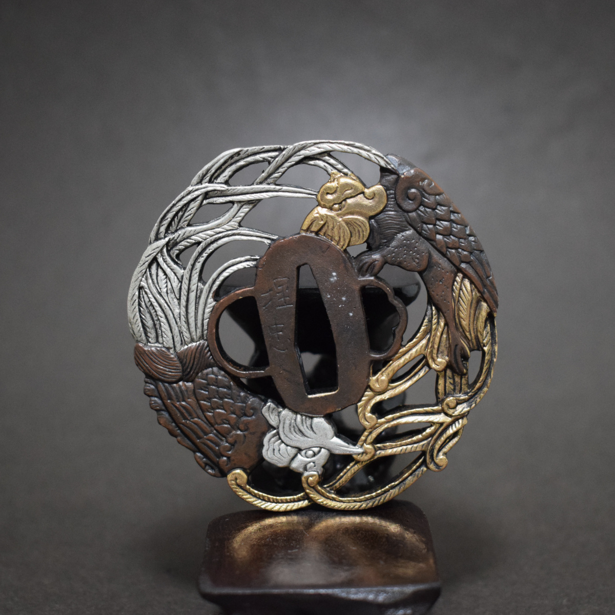 刀鍔 鳳凰 刀装具 日本刀 小道具 鍔 【h-166】拍卖