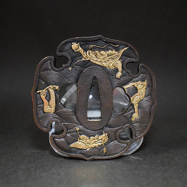 刀鍔 雲龍 刀装具 日本刀 小道具 鍔 【a12-25】拍卖