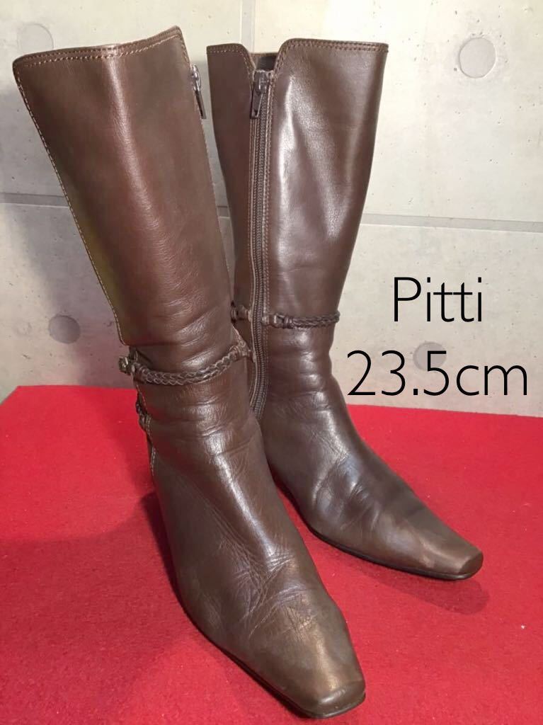 【売り切り!送料無料!】A-62 中古激安!Pitti ロングブーツ ブラウン 23.5cm 箱無し!拍卖