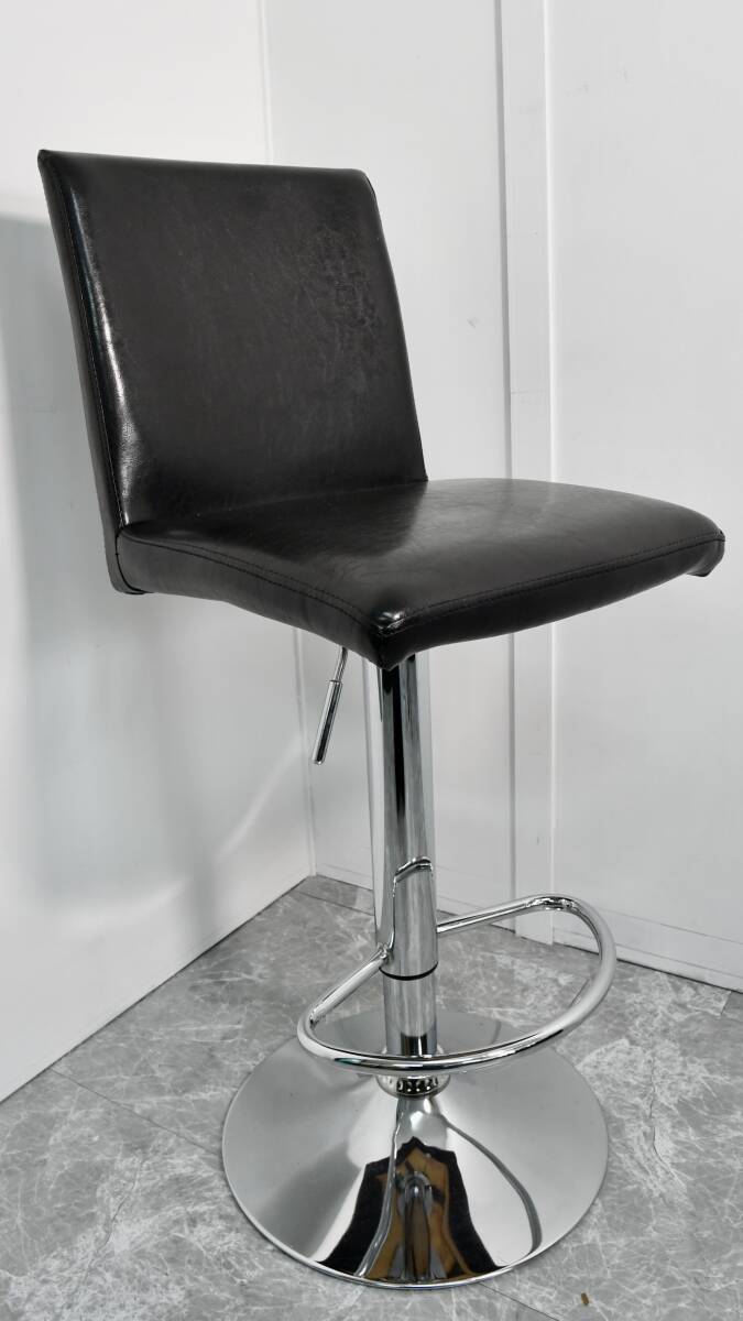 カウンターチェア 椅子 ステップ付き 昇降式 回転可能 レザー調 家具 インテリア拍卖