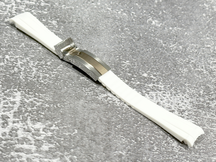 ラグ幅20mm 腕時計ベルト ラバーベルト ホワイト ローズゴールド コンビ 対応モデル ロレックス ROLEX拍卖