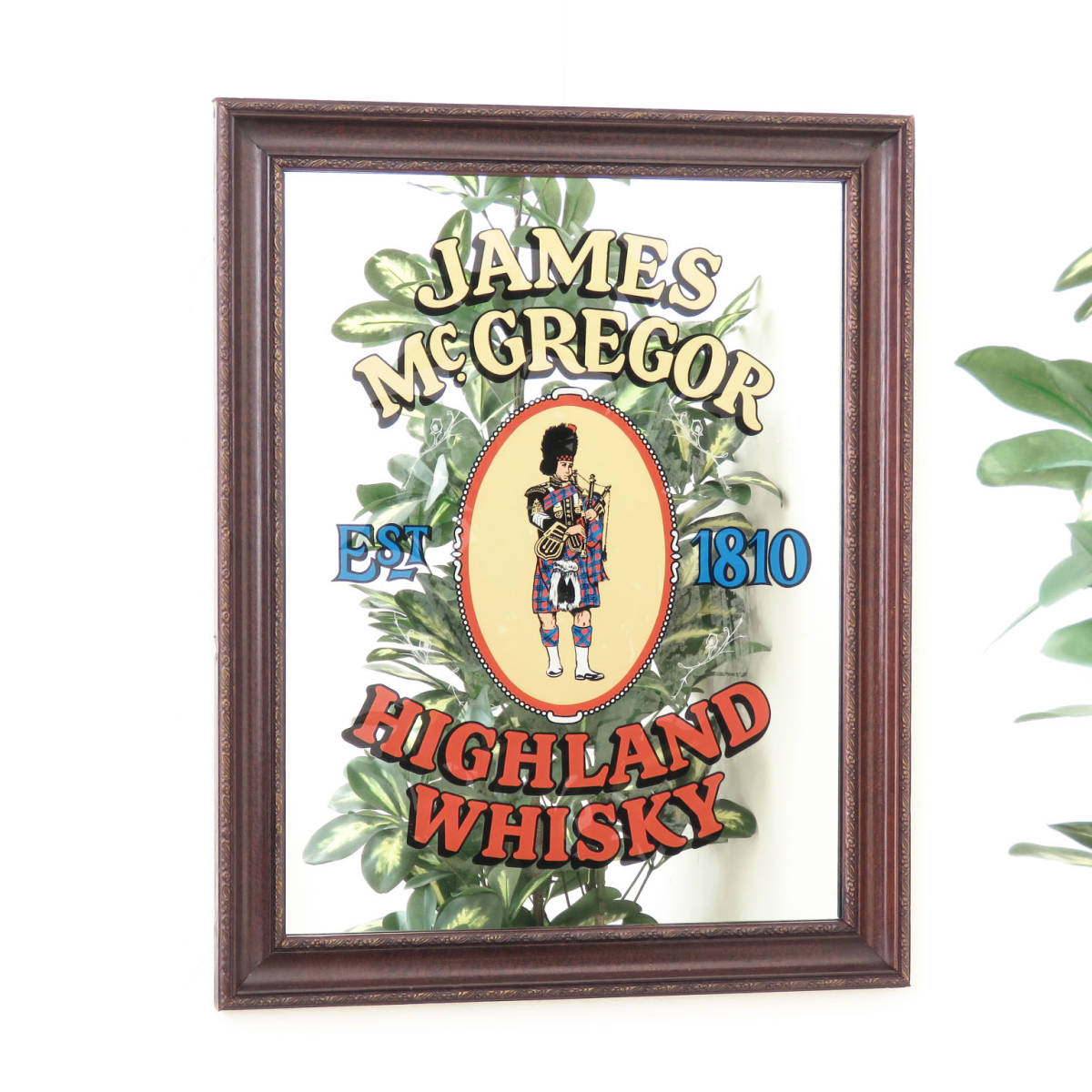 ビンテージパブミラー(鏡)/ジェームズ マクレガー/James McGregor/スコットランドのハイランドウィスキー/店舗什器/インテリア雑貨/PM-0014拍卖