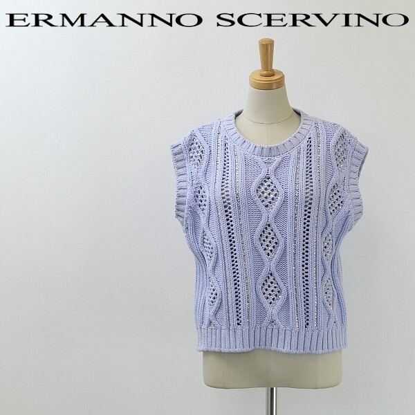 ◆ERMANNO SCERVINO エルマンノ シェルヴィーノ ラインストーン装飾 ニット ベスト 42拍卖