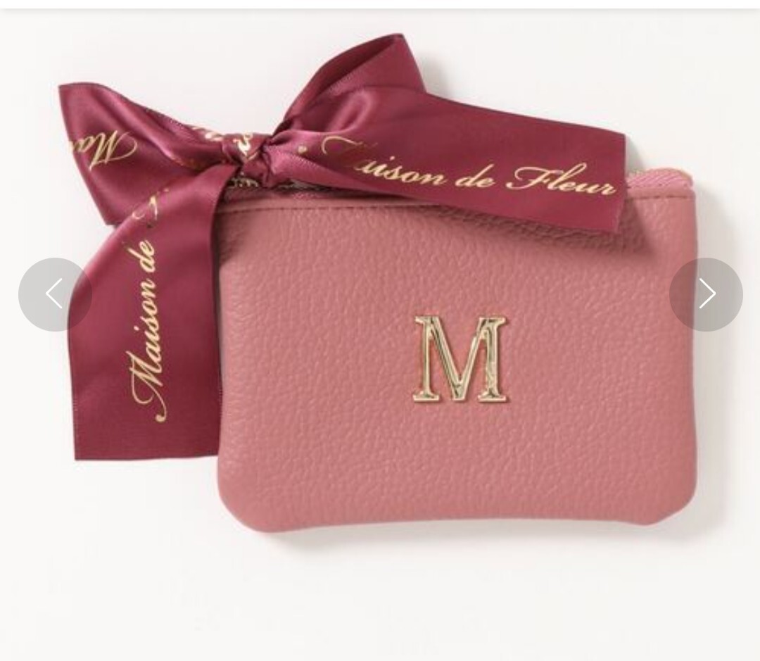 ☆ 新品! メゾンドフルール イニシャルカードケース♪ イニシャル M! Maison de FLEUR ポーチ 小物入れ ミニポーチ リボン カードケース拍卖