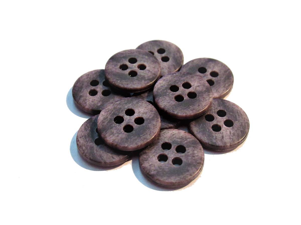 手芸 和洋裁用釦 ボタン 四つ穴ボタン パープル杢 (13mm10個入り) b1312p-ka拍卖