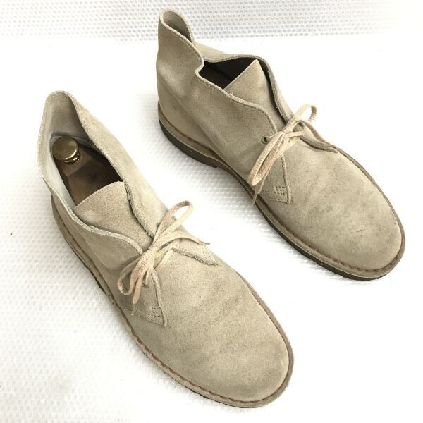 Clarks/クラークス★クレープソール/スエード本革/デザートブーツ【8/26.5/beige/ベージュ】ワラビー/チャッカ/boots/Shoes◇pZ-190拍卖