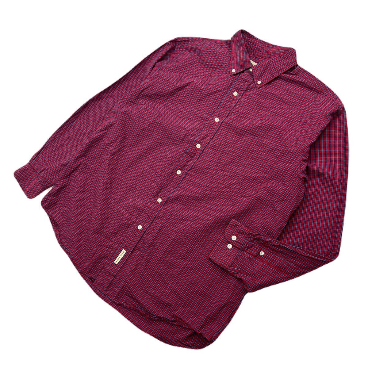 00s Eddie Bauer エディーバウアー ボタンダウン 長袖 シャツ チェック レッド系 メンズ L 秋冬 オールド アメカジ ストリート 古着■CG297拍卖