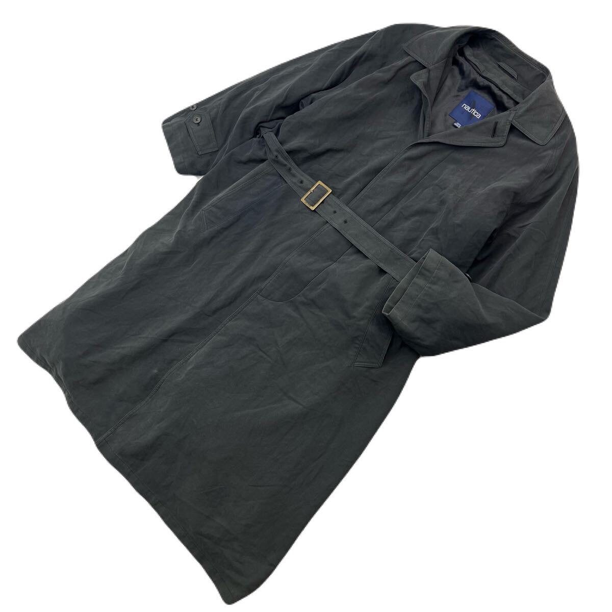 NAUTICA ノーティカ 裏ライナー ステンカラー コート ダークグレー メンズ 42 秋冬 上品 モード ストリート 大人カジュアル 古着■CK228拍卖