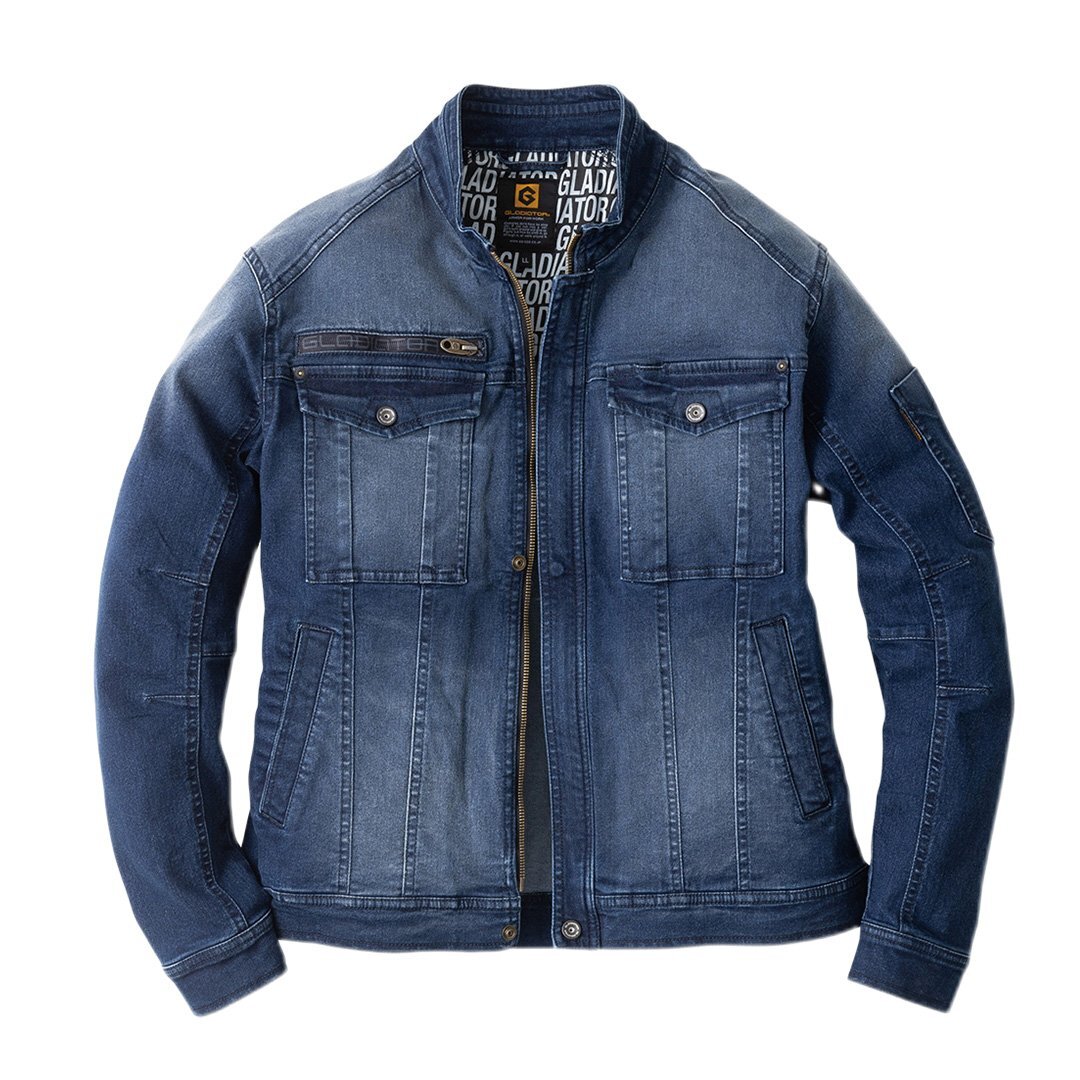 【3~4日以内発送】ストレッチ デニムジャケット 作業着 (インディゴ/4L) ジャンパー 長袖ジャケット 作業服 ワークウェア拍卖