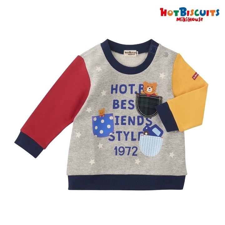 即決です!【ミキハウス】ホットビスケッツ新品未使用♪mikihouse 100cm 95cm~105cm にぎやかトレーナー ベビー キッズ 男の子 マルチ拍卖