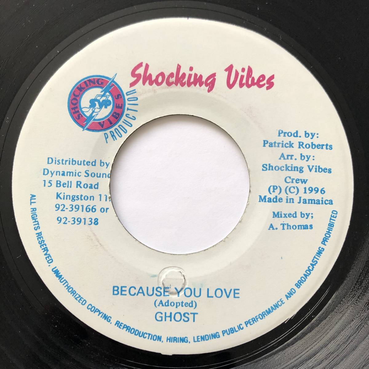 試聴 / GHOST / BECAUSE YOU LOVE /Punanny riddim/Shocking Vibes/REGGAE/DANCEHALL/'96/big hit !!/7inch拍卖