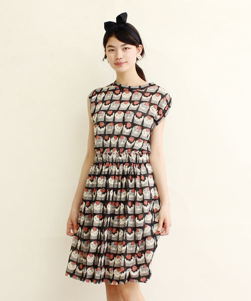 peu presプープレ☆カップケーキプリント ワンピース 日本製拍卖