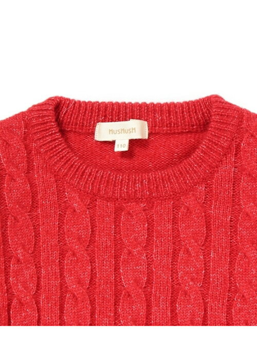 新品 HusHusH ケーブル編みニットプルオーバー レッド(062) 15(150cm) 定価2530円拍卖