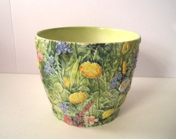 イタリア製 Demain(ドマン)陶器の鉢 花柄は凹凸がありとても華やかな鉢カバー オブジェ /24N12.19-5拍卖