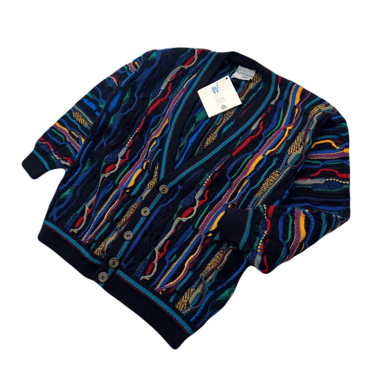 タグ付 purely Australian ピュアリー オーストラリアン 立体 3Dニット カーディガン ネイビー レディース XS 秋冬 オシャレ 古着■CB298拍卖