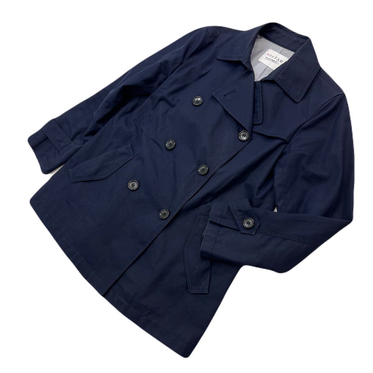 any FAM エニィファム スプリング ジェット コート ショート トレンチ ネイビー M相当 春夏 着回し 婦人 きれいめ 大人カジュアル ■DL44拍卖