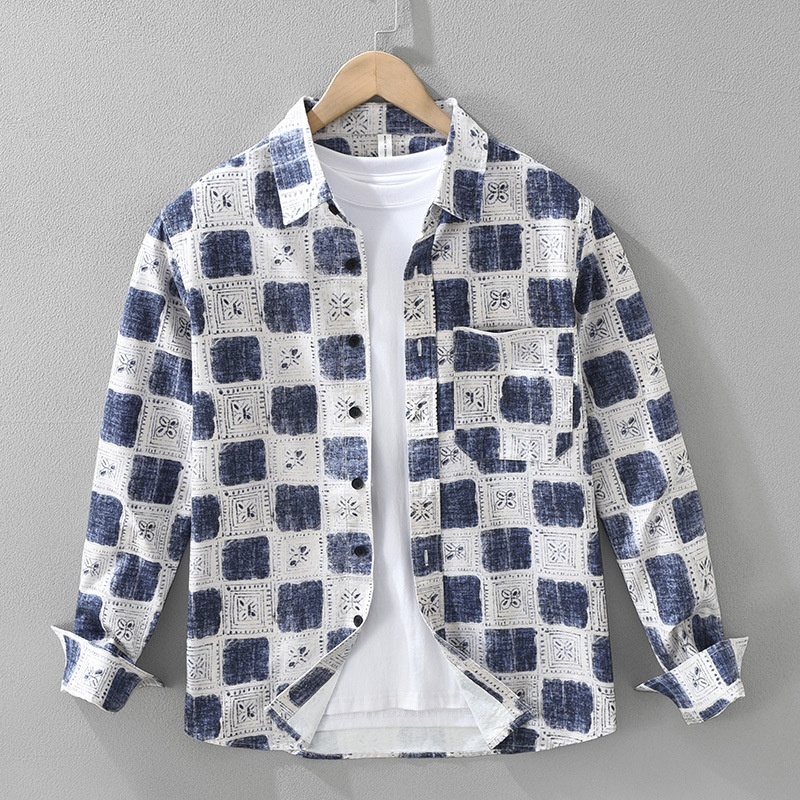 シャツジャケット 長袖シャツ ウエスタンシャツ ャツ コットン 新品*メンズ トップス 春秋【7609】白【M-3XL選択】拍卖