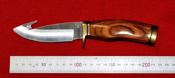 No.191 BUCK-USA ZIPPER・ウオルナット柄・420HC Blade:10.5cm・全長:21.6cm。革ケース付拍卖