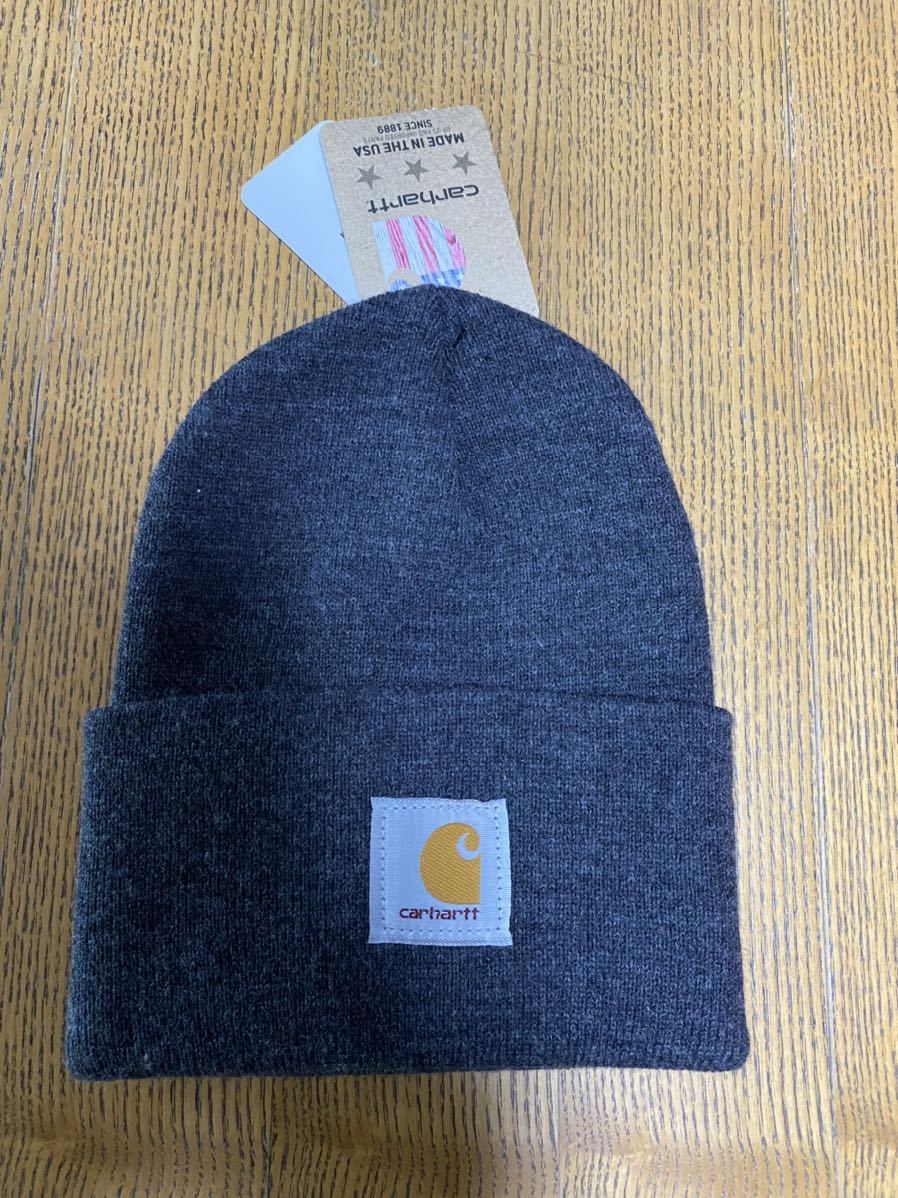carhartt カーハート ニットキャップ チャコール ワッチキャップ ニット帽 made in USA アメリカ製拍卖