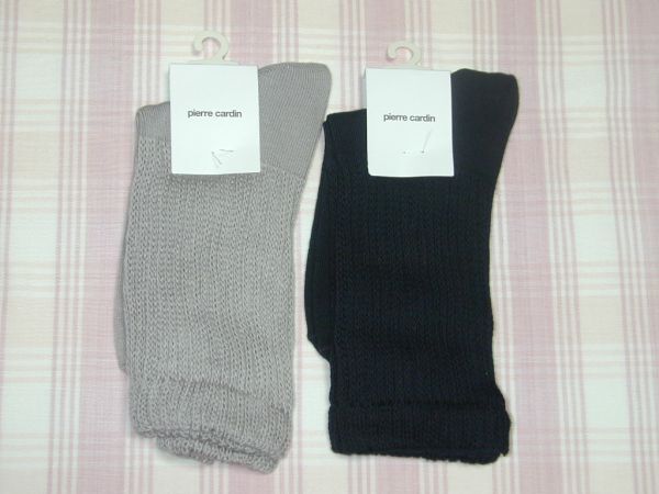 pierre cardin ピエールカルダン*やわらかニット編み靴下2点/24-26cm拍卖