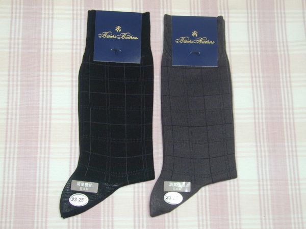 ブルックスブラザーズ*チェック柄のビジネスソックス2点/23-25cm拍卖