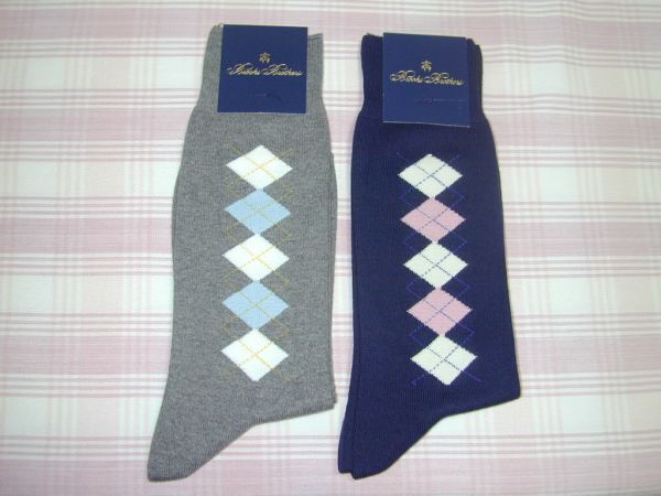 ブルックスブラザーズ*グレー&紺 アーガイル柄靴下2点/25-27cm拍卖
