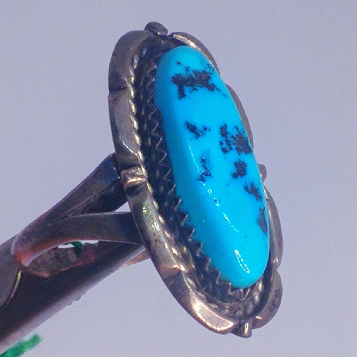 USAインディアンジュエリーナバホ族Navajo 天然石リングsize10指輪スターリングシルバー重量5.48gターコイズ未使用送料無料11000値下げ拍卖