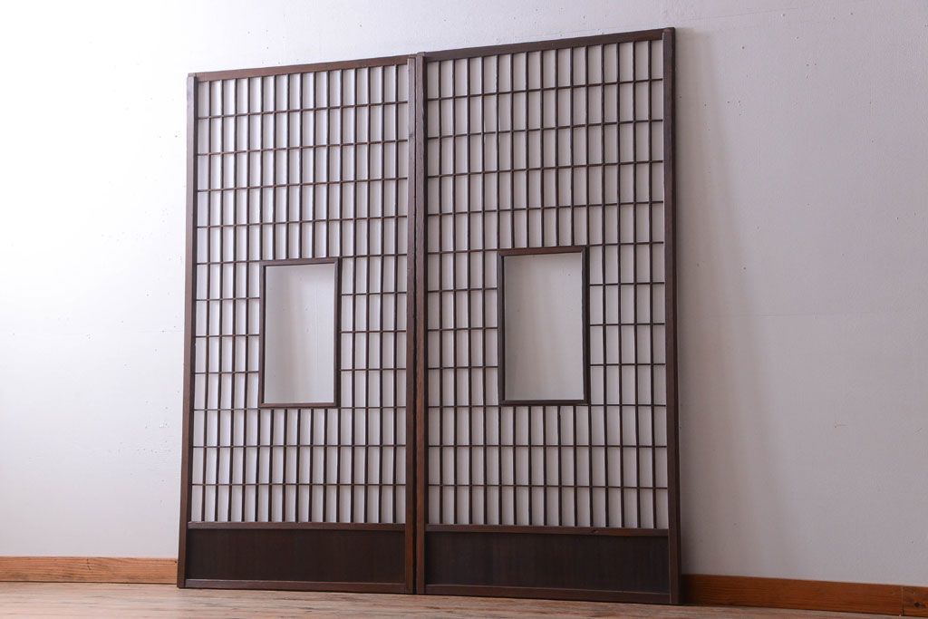 R-019032 古民具・骨董 古い木のアンティーク縦額障子戸(1)(建具、引き戸)(R-019032)拍卖